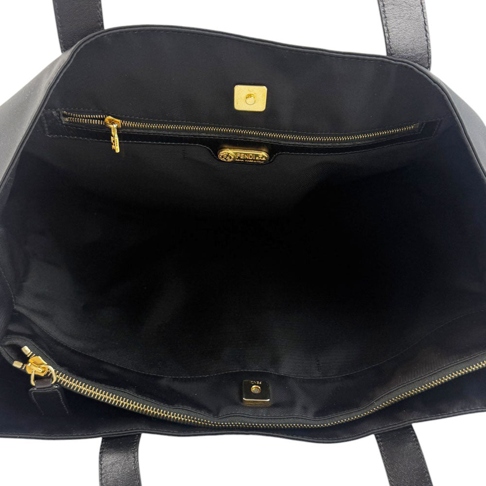 FENDI Black Nylon Tote Shoulder Bag LHQ726
