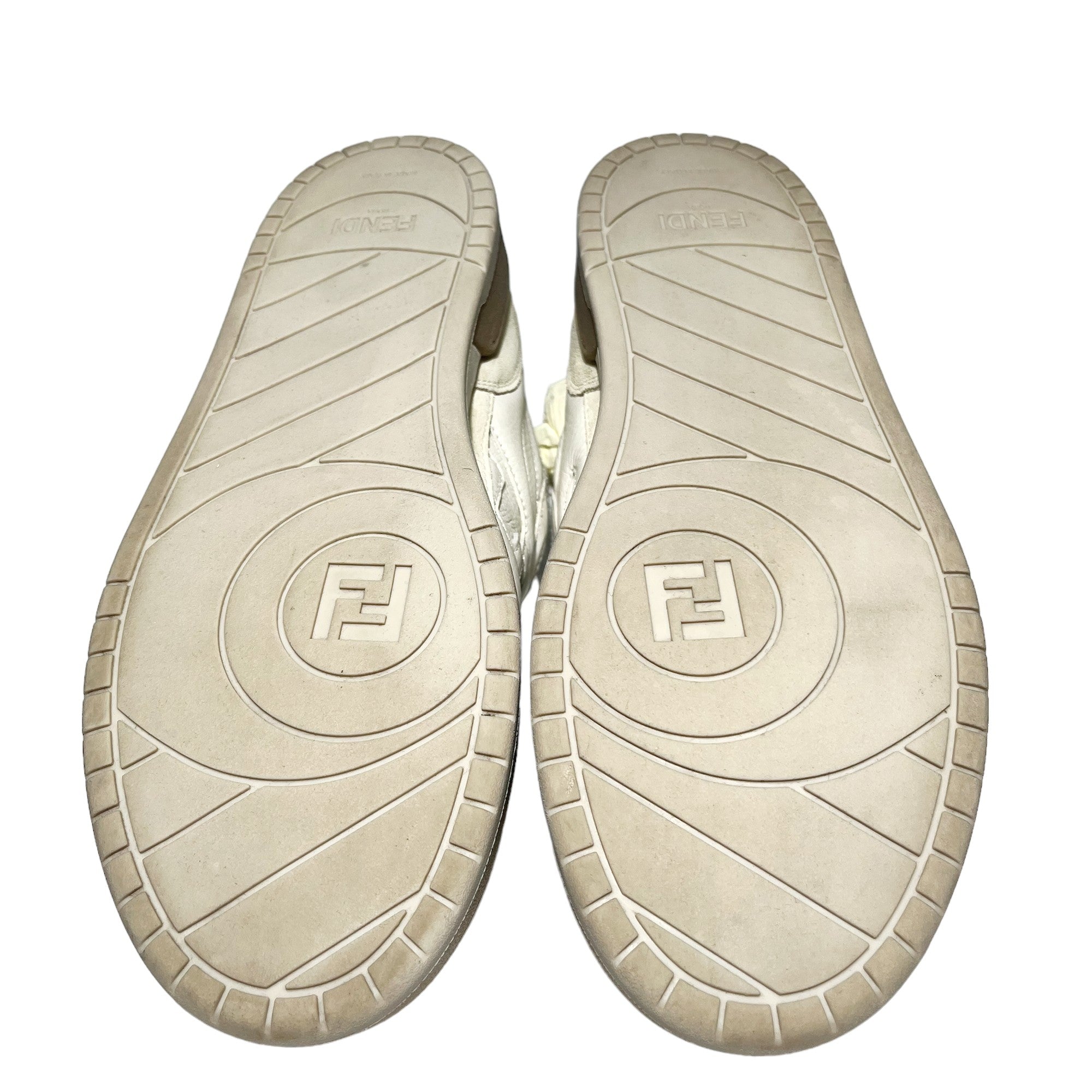 FENDI White/Beige Match Trainers Size 9 UK LHQ73