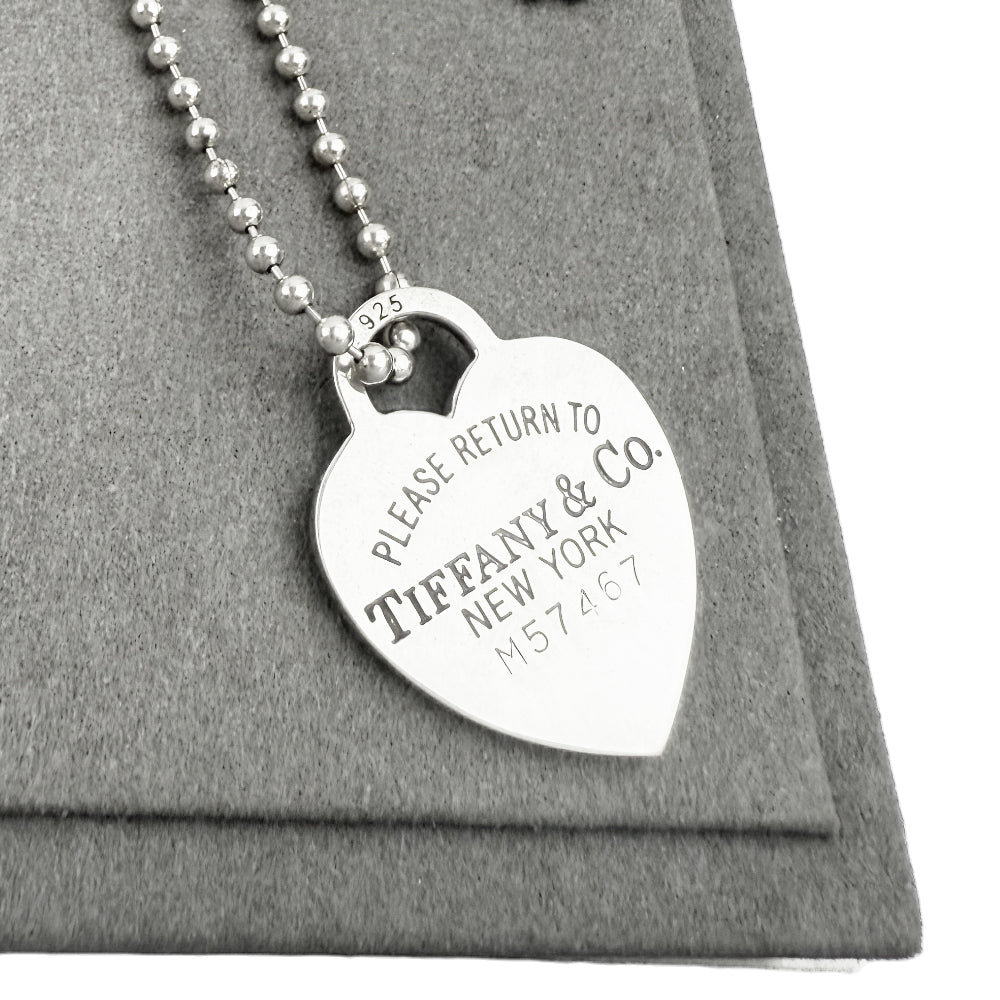 TIFFANY & CO Return To Heart Silver Ball Chain Necklace LHQ739