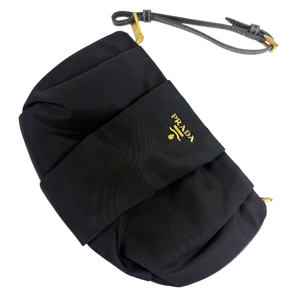 PRADA Black Nylon Clutch Wristlet Bag LHQ733