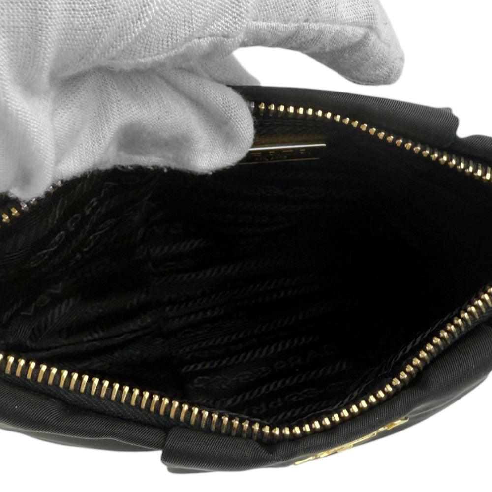 PRADA Black Nylon Clutch Wristlet Bag LHQ733