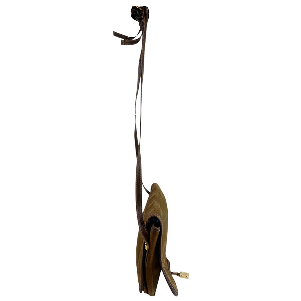 LOEWE Anagram Brown Leather & Suede Shoulder Bag LHQ745