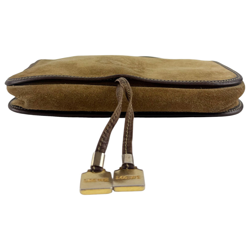 LOEWE Anagram Brown Leather & Suede Shoulder Bag LHQ745