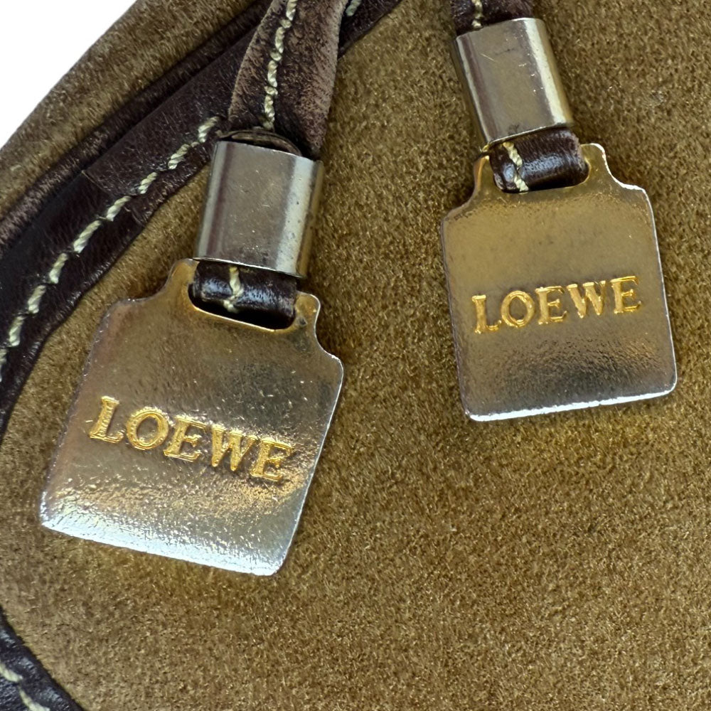 LOEWE Anagram Brown Leather & Suede Shoulder Bag LHQ745