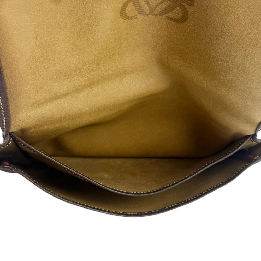 LOEWE Anagram Brown Leather & Suede Shoulder Bag LHQ745