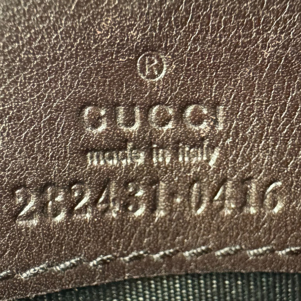 GUCCI Interlocking GG Brown Leather Guccissima Purse LHQ749