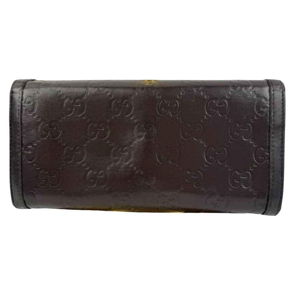GUCCI Interlocking GG Brown Leather Guccissima Purse LHQ749