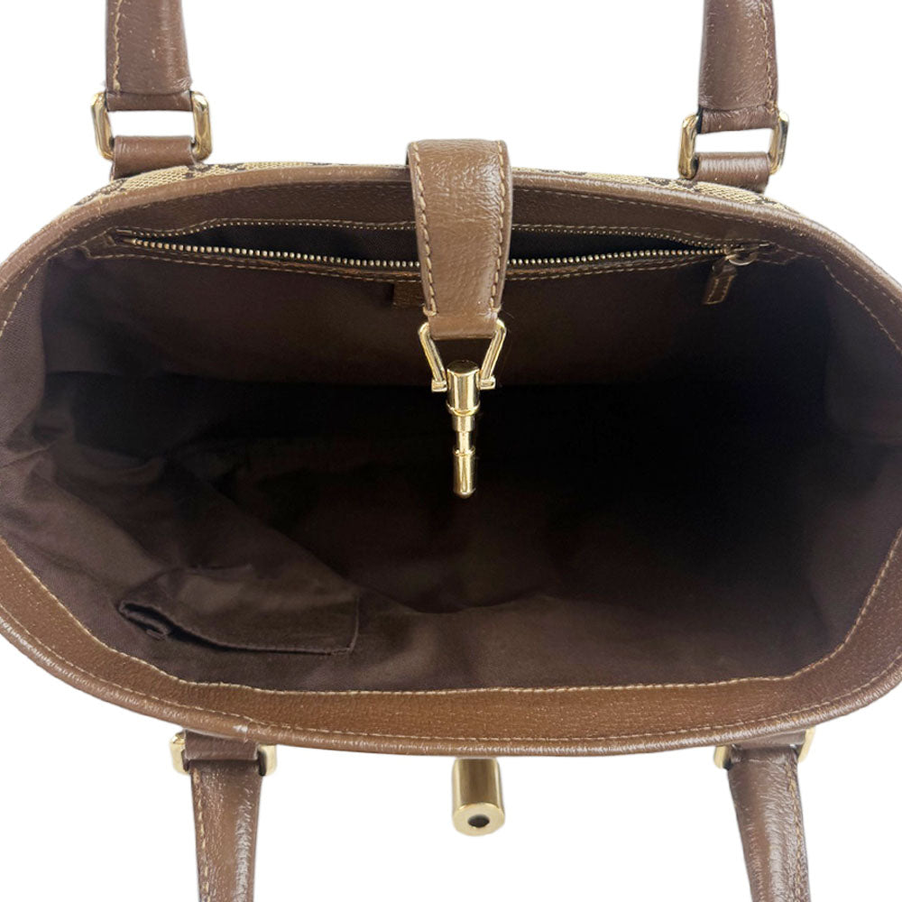 GUCCI GG Brown Canvas Jackie Tote Shoulder Bag LHQ753