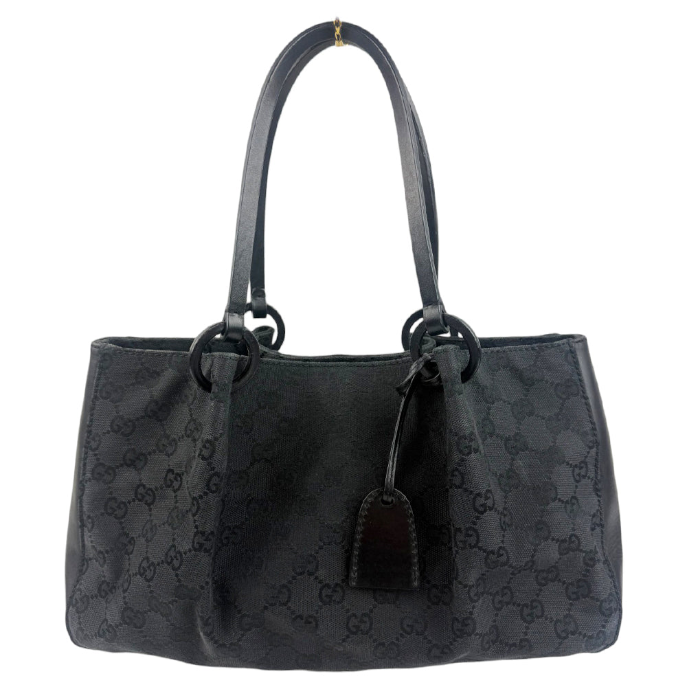 GUCCI GG Black Canvas Shoulder Tote Bag LHQ775
