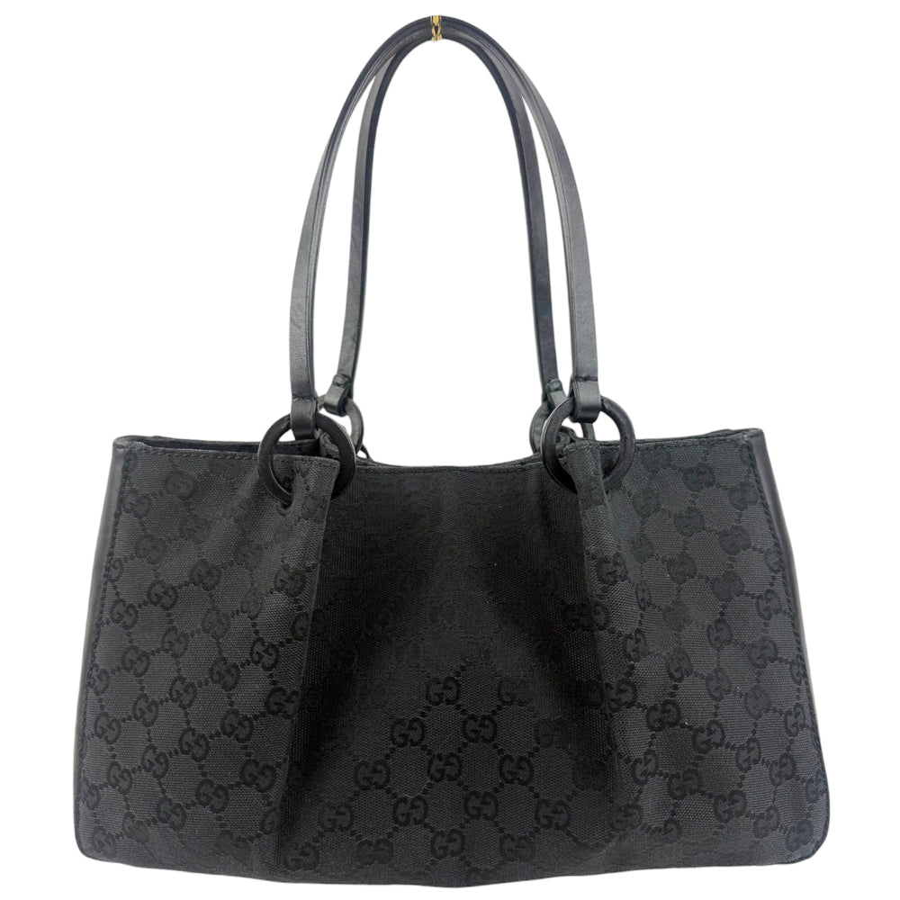 GUCCI GG Black Canvas Shoulder Tote Bag LHQ775