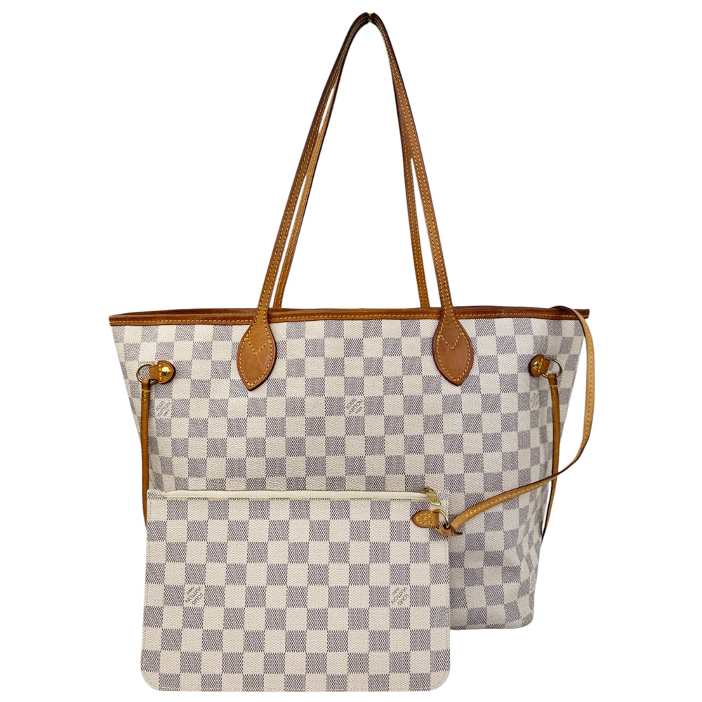 LOUIS VUITTON Neverfull MM Damier Azure With Pouch Tote Bag LHQ785