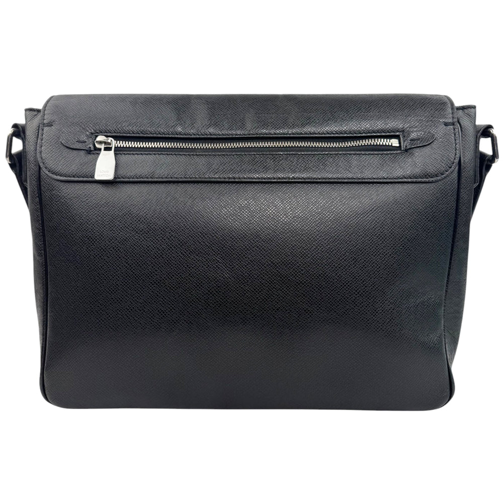 LOUIS VUITTON Taiga Black Leather Roman Shoulder Crossbody Bag LHQ789