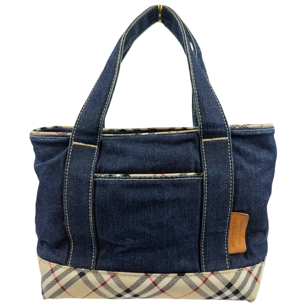 BURBERRY Blue Label Denim Nova Check Handbag LHQ795