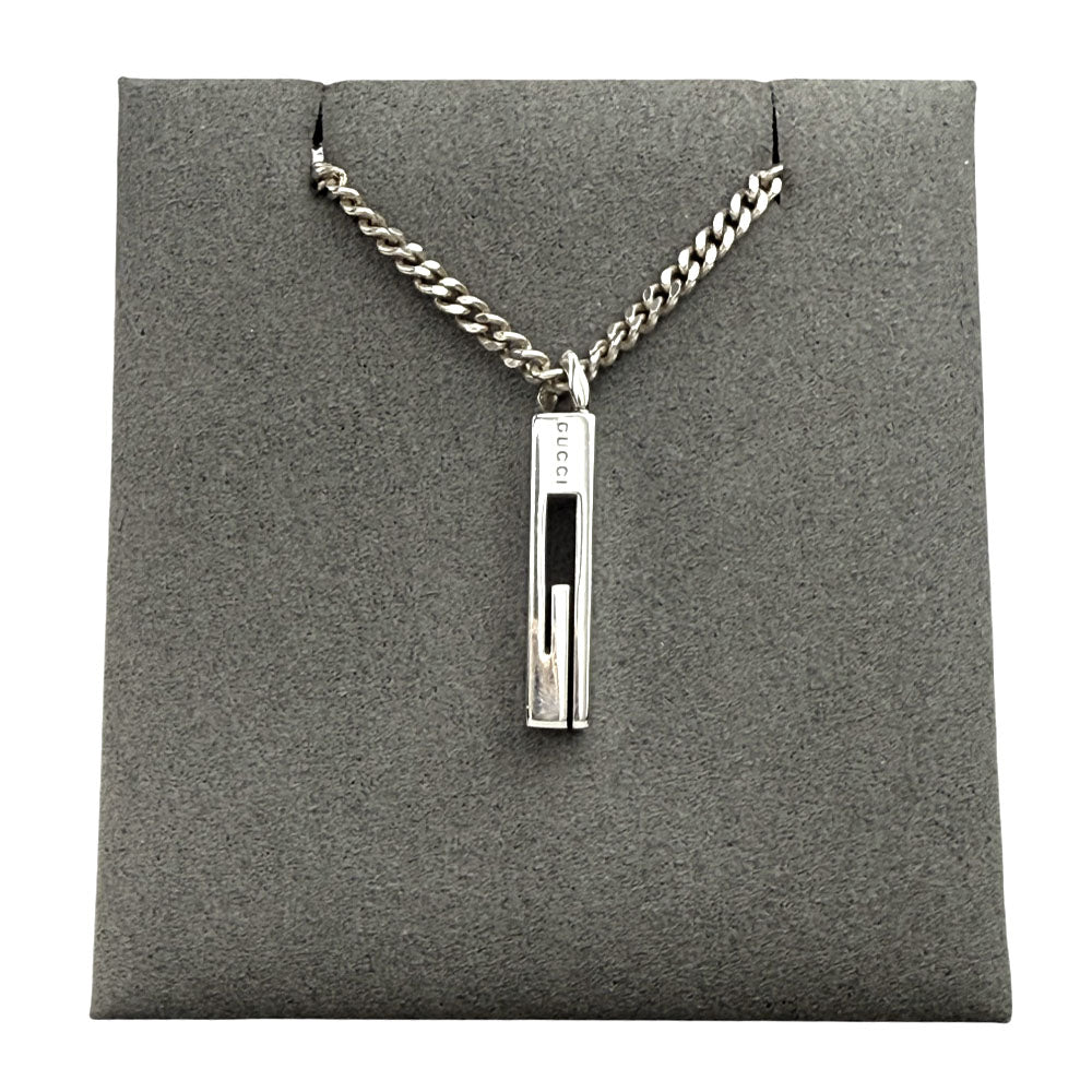 GUCCI Silver G Bar Necklace LHQ803