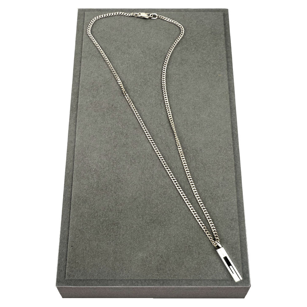 GUCCI Silver G Bar Necklace LHQ803