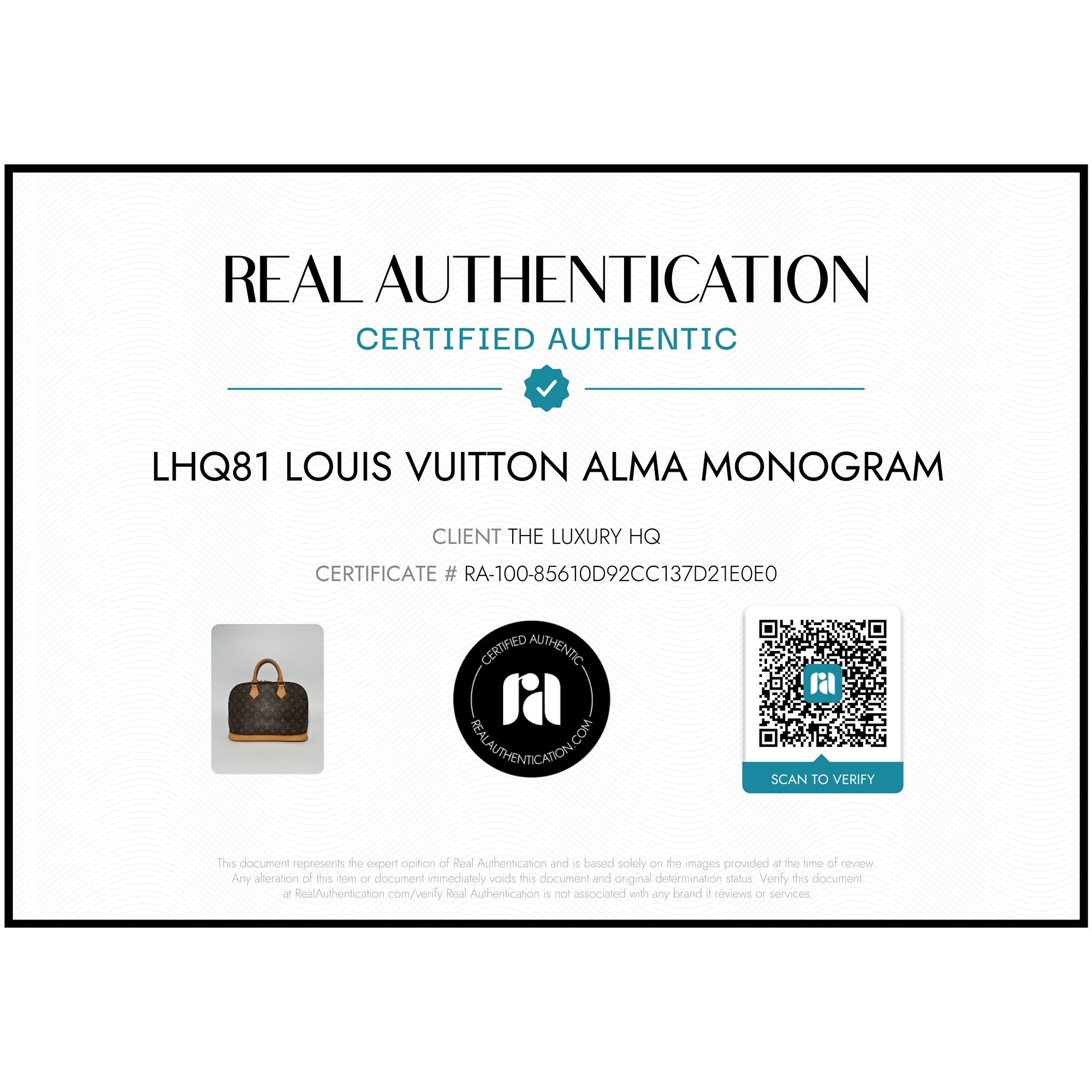 LOUIS VUITTON Alma PM Bolso Monograma Lona LHQ81