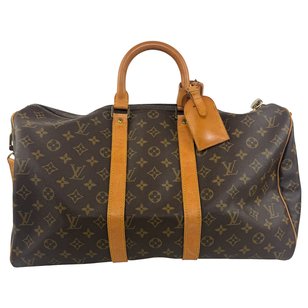 LOUIS VUITTON Monogram Keepall 45 Bandouliere Duffel Bag With Strap LHQ845