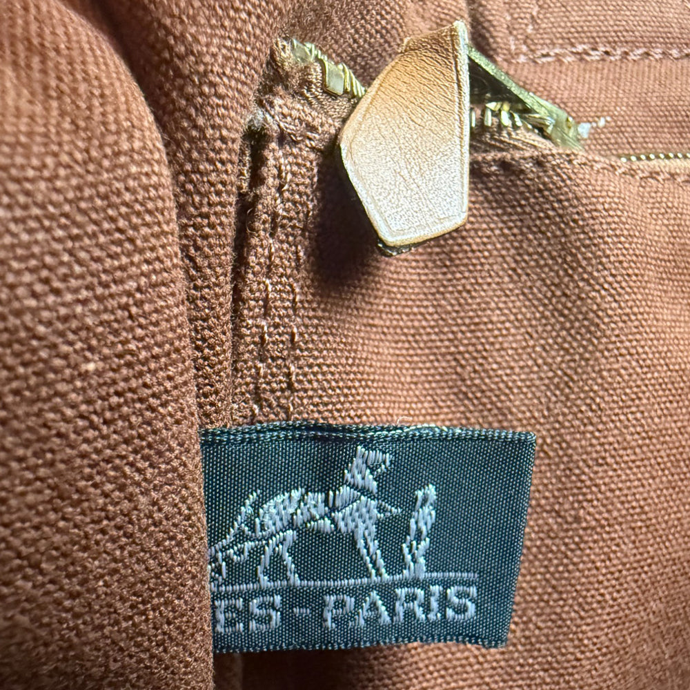 HERMES Fourre Tout Brown Canvas Tote Bag LHQ848
