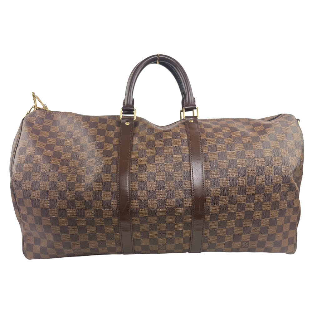 LOUIS VUITTON Damier Ebene Keepall 55 Bandouliere Duffel Bag LHQ858