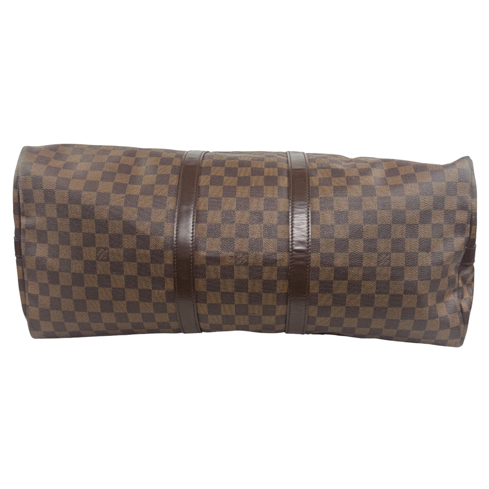 LOUIS VUITTON Damier Ebene Keepall 55 Bandouliere Duffel Bag LHQ858