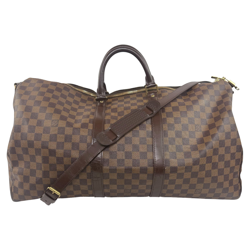 LOUIS VUITTON Damier Ebene Keepall 55 Bandouliere Duffel Bag LHQ858