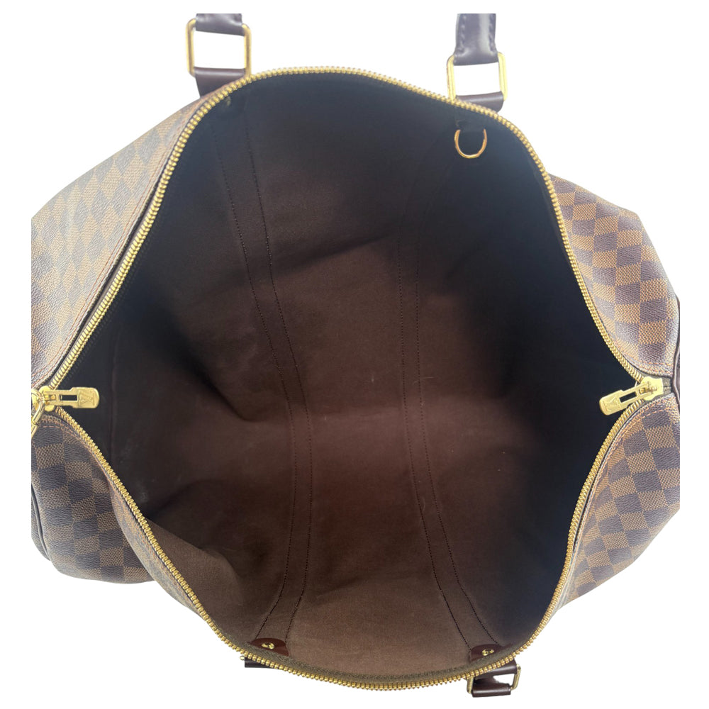 LOUIS VUITTON Damier Ebene Keepall 55 Bandouliere Duffel Bag LHQ858