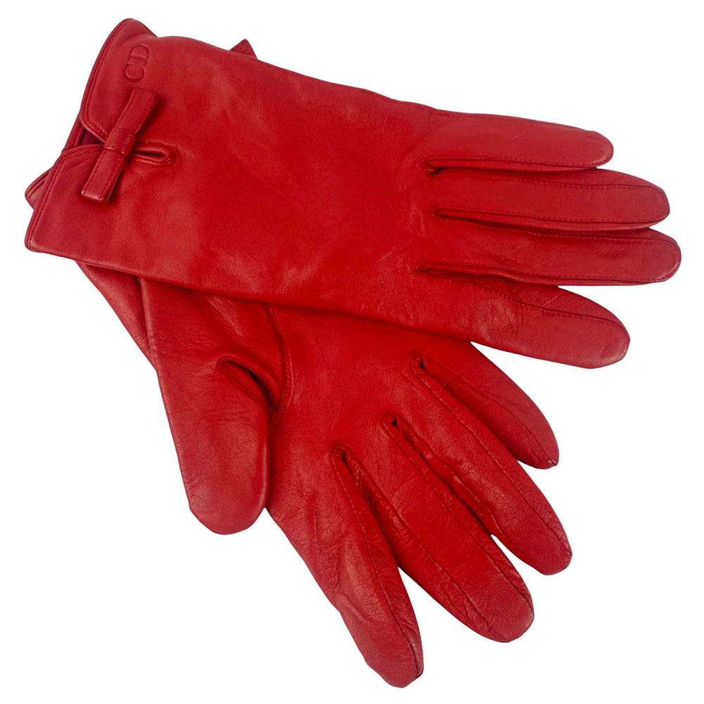 CHRISTIAN DIOR Ladies Fuschia Pink Leather Gloves Size 20 LHQ859
