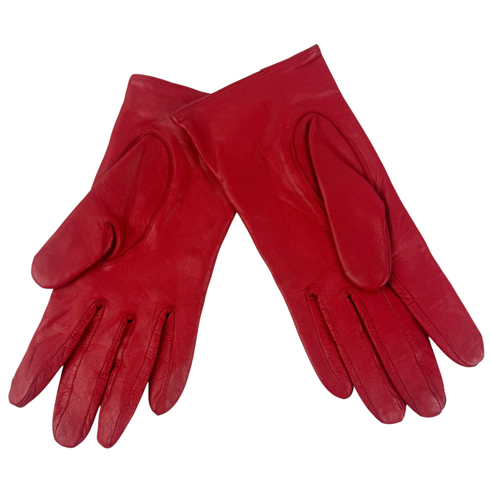 CHRISTIAN DIOR Ladies Fuschia Pink Leather Gloves Size 20 LHQ859