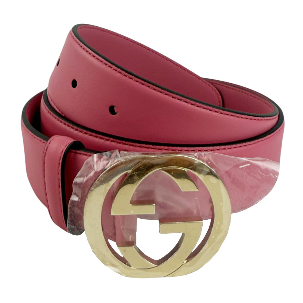 GUCCI Interlocking GG Pink Leather Belt 90cm/36" LHQ860
