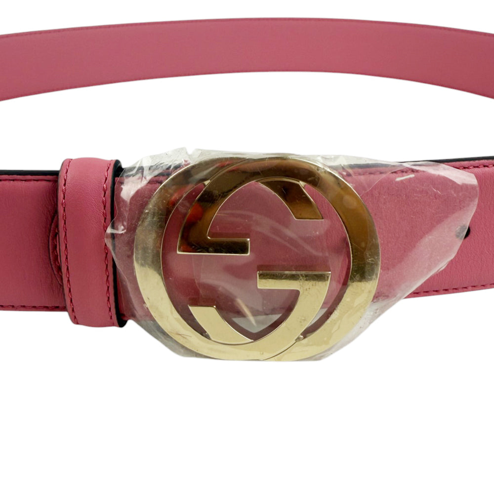 GUCCI Interlocking GG Pink Leather Belt 90cm/36" LHQ860