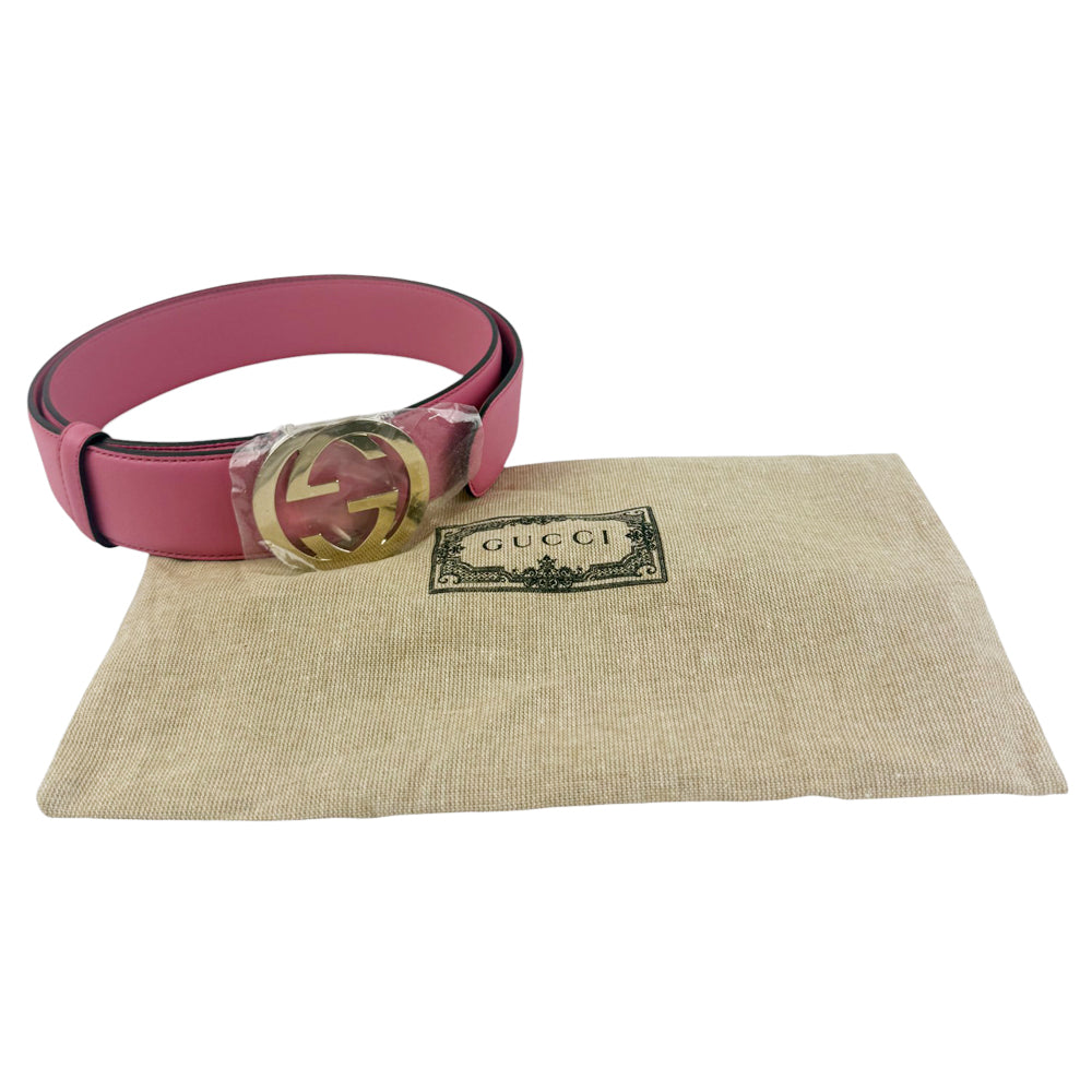 GUCCI Interlocking GG Pink Leather Belt 90cm/36" LHQ860