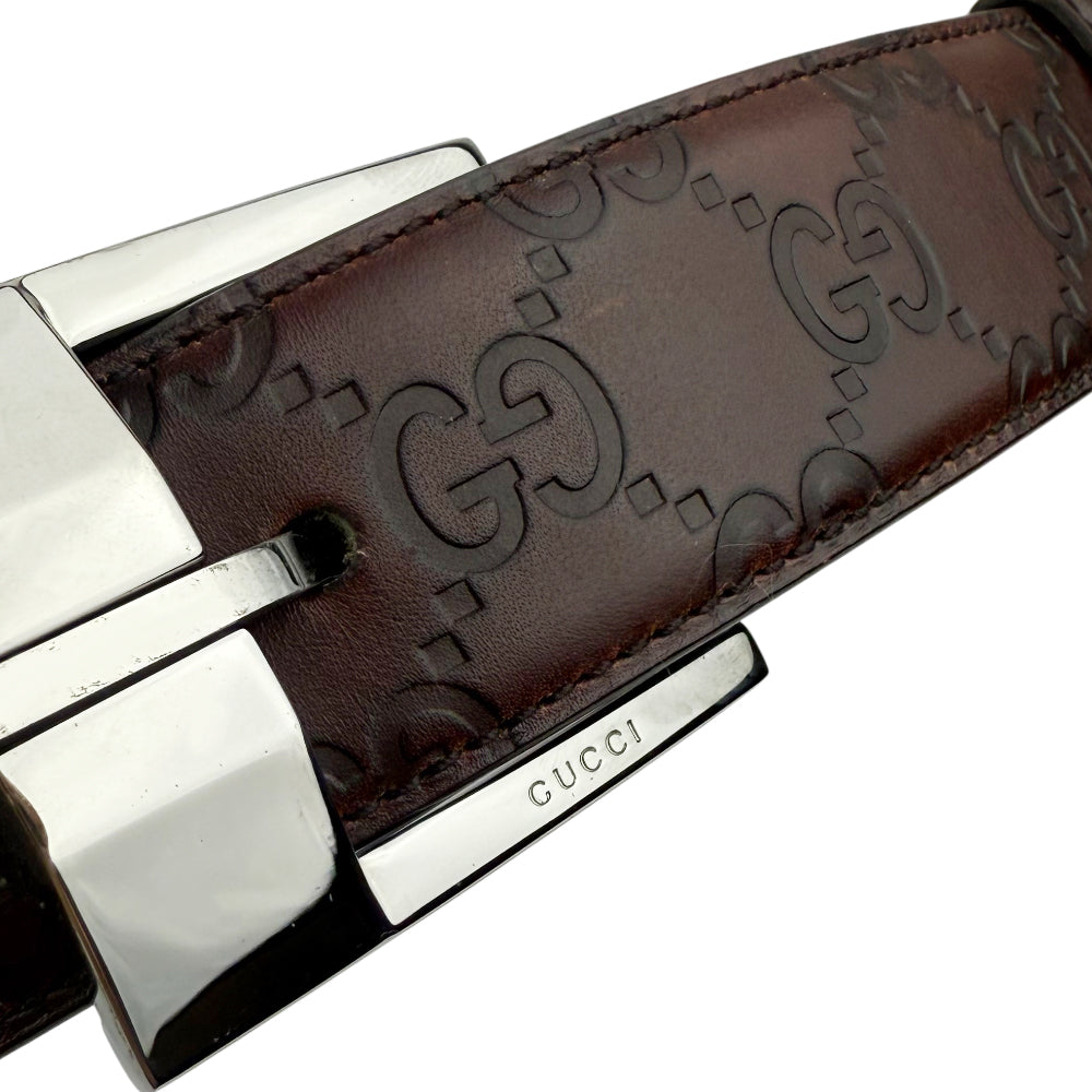 GUCCI GG Guccissima Brown Leather Belt Size 32" LHQ865