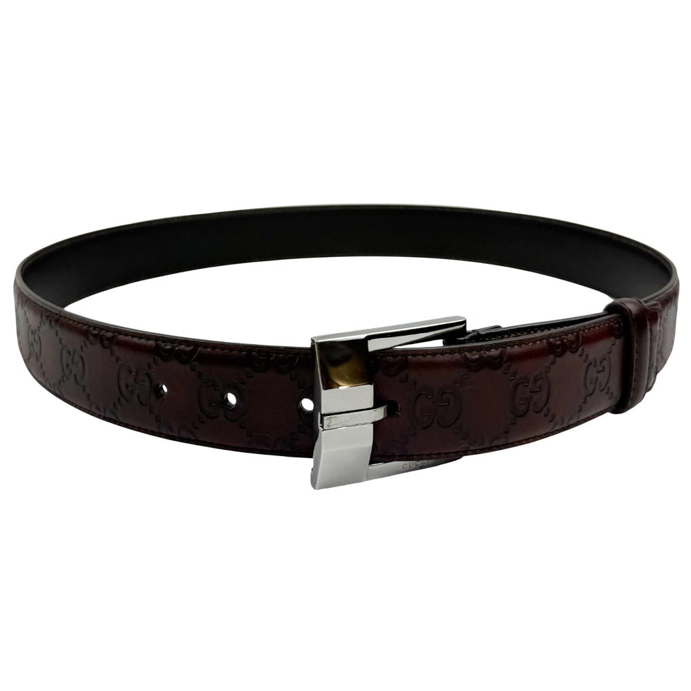 GUCCI GG Guccissima Brown Leather Belt Size 32" LHQ865