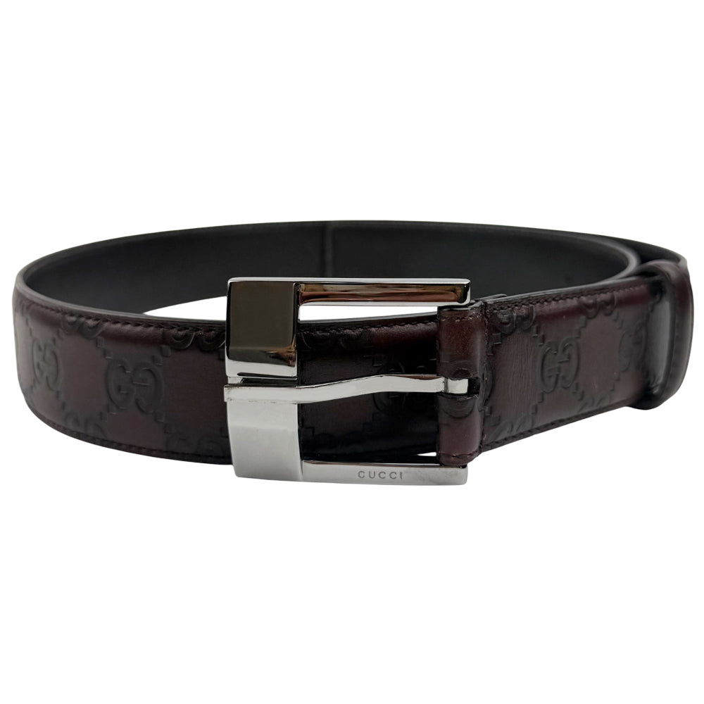 GUCCI GG Guccissima Brown Leather Belt Size 32" LHQ865