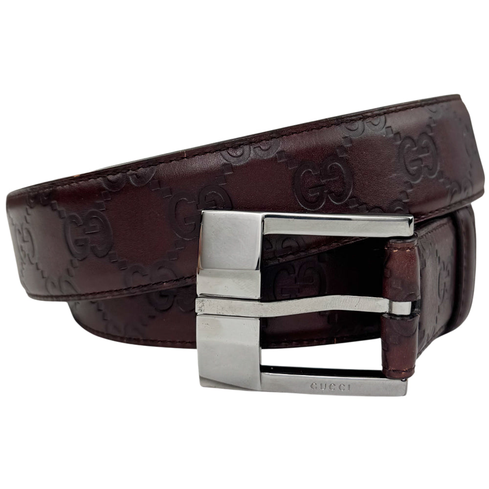 GUCCI GG Guccissima Brown Leather Belt Size 40" LHQ865