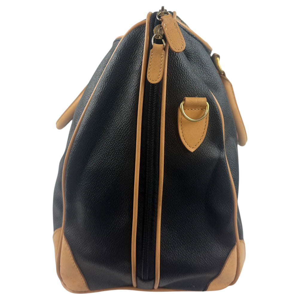 BURBERRY Nova Check Black Leather Boston Bag LHQ867