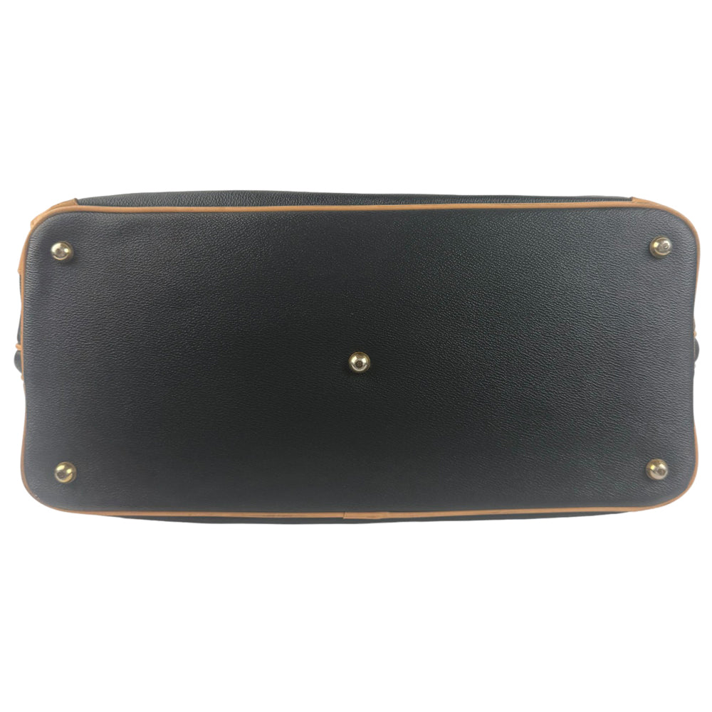 BURBERRY Nova Check Black Leather Boston Bag LHQ867