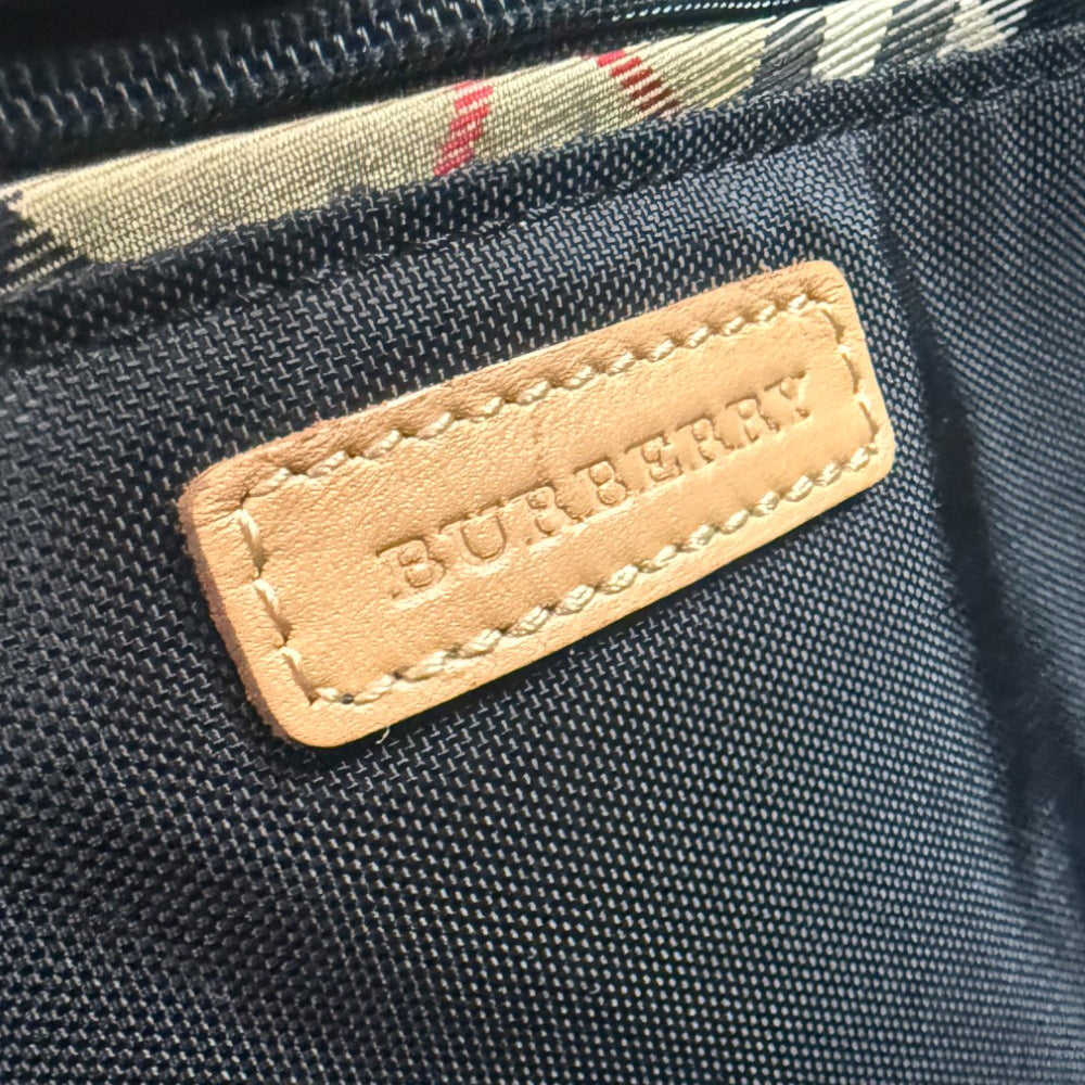BURBERRY Nova Check Black Leather Boston Bag LHQ867