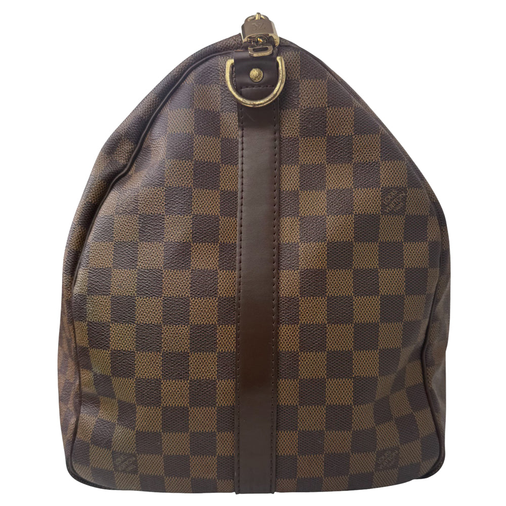 LOUIS VUITTON Damier Ebene Keepall 55 Bandouliere Duffel Bag LHQ858