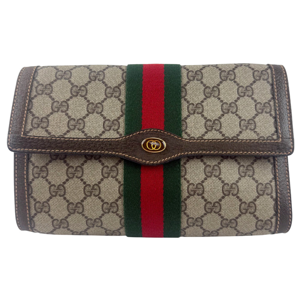 GUCCI GG Supreme Sherry Line Clutch Bag LHQ885