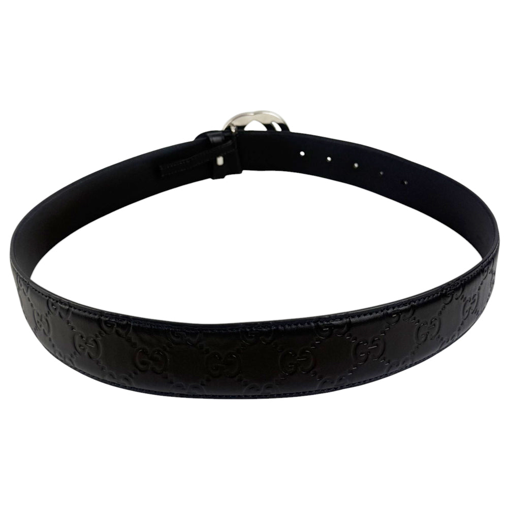 GUCCI GG Guccissima Black Leather Belt Size 32" LHQ887
