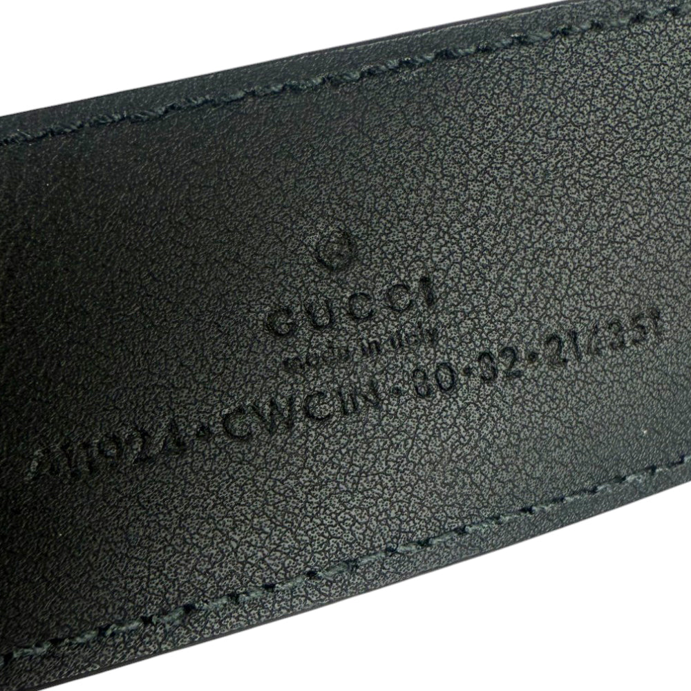 GUCCI GG Guccissima Black Leather Belt Size 32" LHQ887