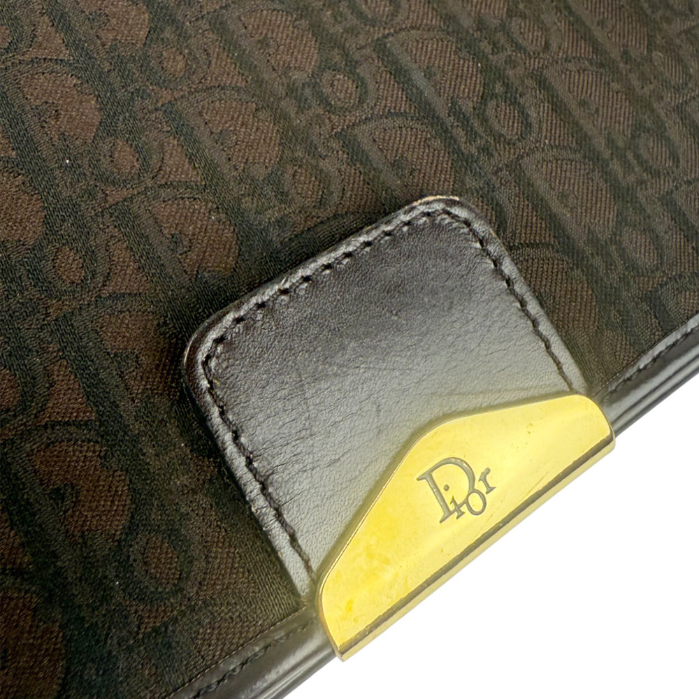CHRISTIAN DIOR Jacquard Brown Canvas Shoulder Bag LHQ891