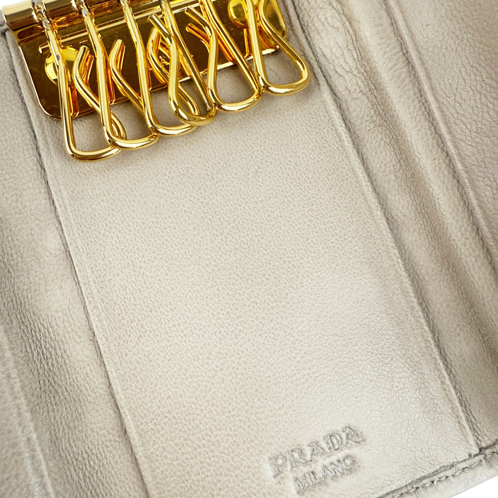 PRADA Nappa Gaufre Leather 6 Point Key Holder Case LHQ893