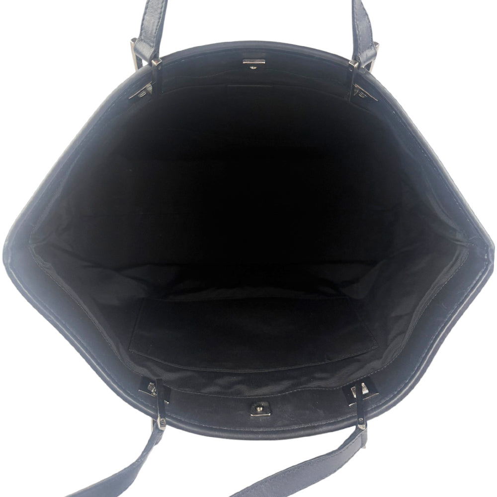 GUCCI GG Canvas Grey & Black Denim Shoulder Tote Bag LHQ899