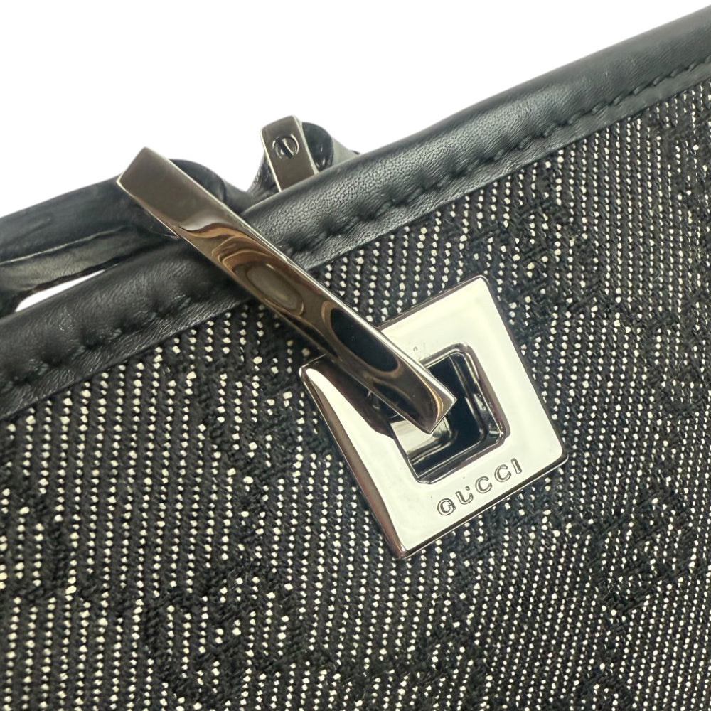 GUCCI GG Canvas Grey & Black Denim Shoulder Tote Bag LHQ899