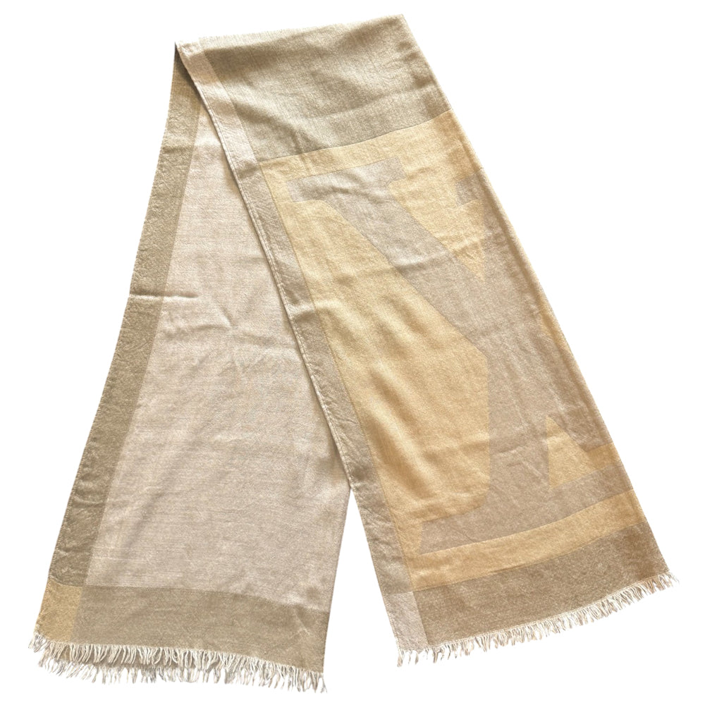 LOUIS VUITTON Beige LV Logo Scarf LHQ901