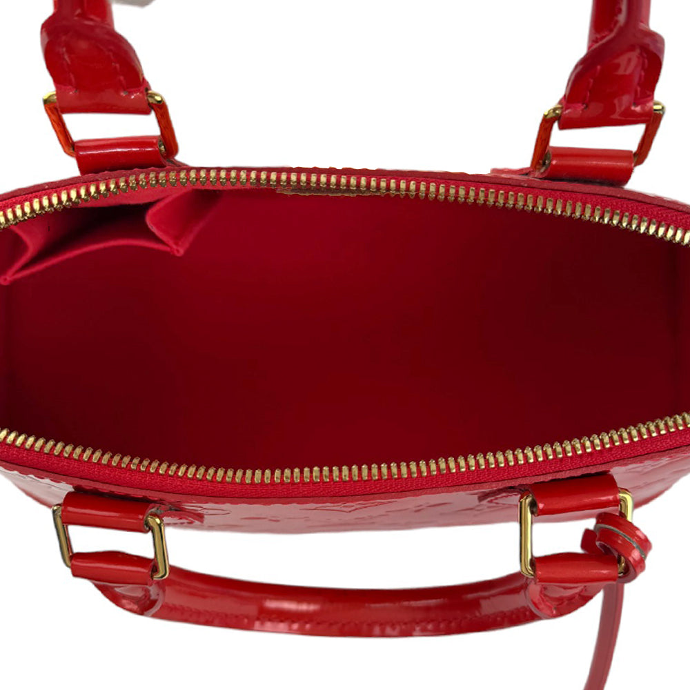 LOUIS VUITTON Vernis Red Patent Leather Alma PM Handbag LHQ904