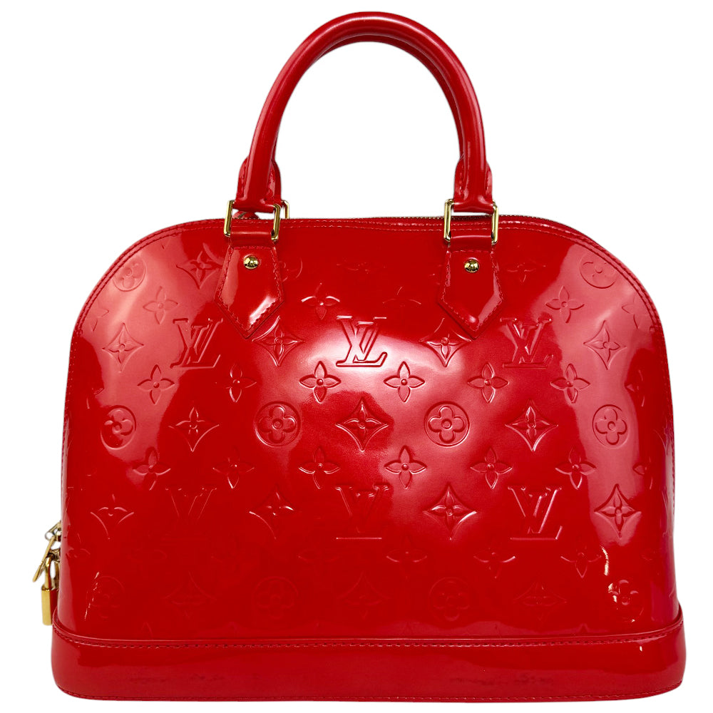 LOUIS VUITTON Vernis Red Patent Leather Alma PM Handbag LHQ904