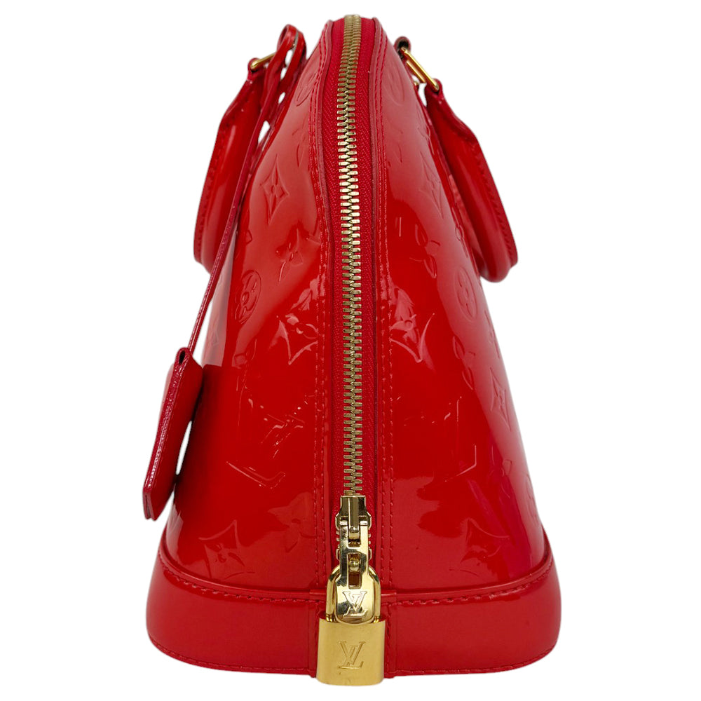 LOUIS VUITTON Vernis Red Patent Leather Alma PM Handbag LHQ904